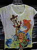 6 pcs ladies 2 side print baby doll t shirt. the anchor the fish and the mermaid
