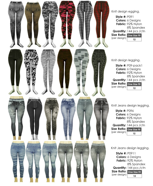 144 Pcs Girls Jeans Look Leggings